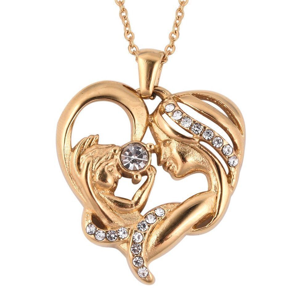 Austrian Crystal Mom and Child Pendant Necklace